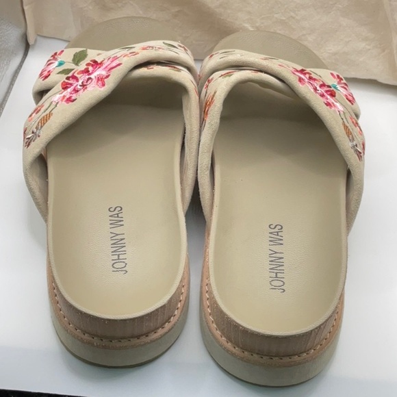 Johnny Was Cream and Pink Floral Sandals - Picture 4 of 6